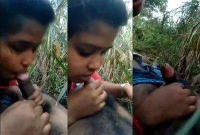 Desi sex video A village girl in a seductive sex film blowjobs her partner.